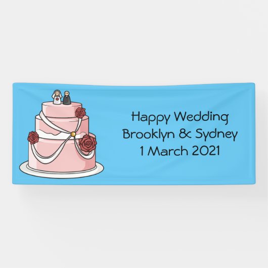 Hochzeitskuchen-Cartoon Banner (Horizontal)