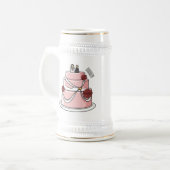Hochzeitskuchen-Cartoon Bierglas (Vorderseite Links)