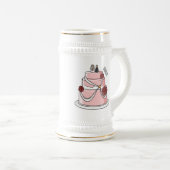 Hochzeitskuchen-Cartoon Bierglas (VorderseiteRechts)