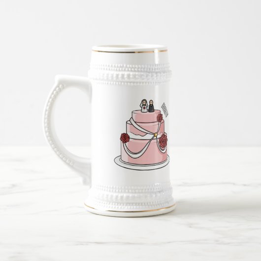 Hochzeitskuchen-Cartoon Bierglas (Links)
