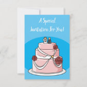 Hochzeitskuchen-Cartoon Einladung (Rückseite)