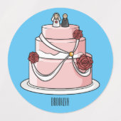 Hochzeitskuchen-Cartoon Etiketten (Design 2)