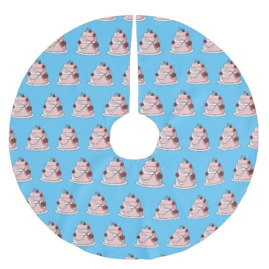 Hochzeitskuchen-Cartoon Polyester Weihnachtsbaumdecke (Vorderseite)