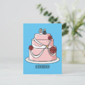 Hochzeitskuchen-Cartoon Postkarte (Stehend Vorderseite)