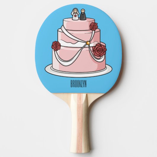 Hochzeitskuchen-Cartoon Tischtennis Schläger (Vorderseite)