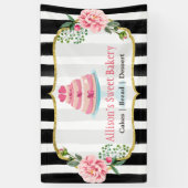 Hochzeitskuchen-Designer Gold rosa, floriert gestr Banner (Vertikal)