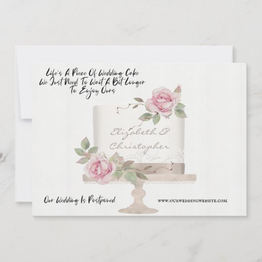 Hochzeitskuchen Funny Change of Plans verschoben Ankündigung (Vorderseite)