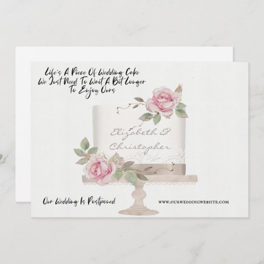 Hochzeitskuchen Funny Change of Plans verschoben Ankündigung (Vorne/Hinten)