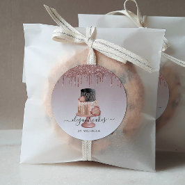 Hochzeitskuchen Glitzer Tropfen Rose Gold Bäckerei Runder Aufkleber