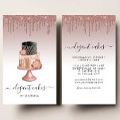 Hochzeitskuchen Glitzer Tropfen Rose Gold Bäckerei Visitenkarte
