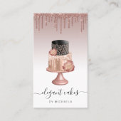 Hochzeitskuchen Glitzer Tropfen Rose Gold Bäckerei Visitenkarte (Vorderseite)