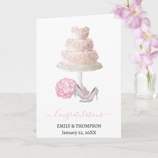 Hochzeitskuchen Herzlichen Glückwunsch Karte (Orchidee)