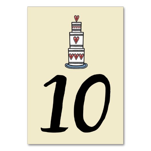 Hochzeitskuchen-Illustration Hochzeitshochzeit-Tis Tischnummer (Vorderseite)