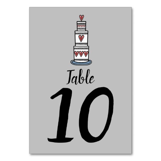 Hochzeitskuchen-Illustration Hochzeitshochzeit-Tis Tischnummer (Vorderseite)