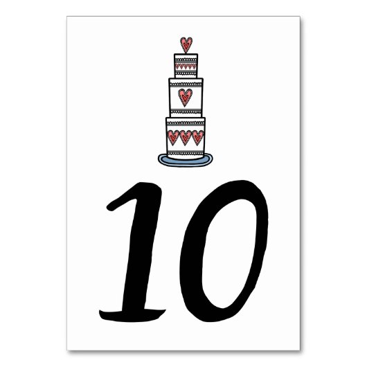 Hochzeitskuchen-Illustration Hochzeitshochzeit-Tis Tischnummer (Vorderseite)