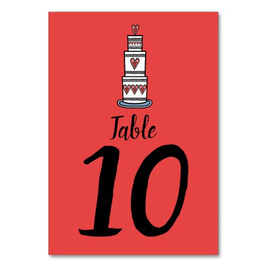 Hochzeitskuchen-Illustration Hochzeitshochzeit-Tis Tischnummer (Vorderseite)