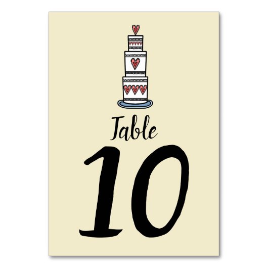 Hochzeitskuchen-Illustration Hochzeitshochzeit-Tis Tischnummer (Rückseite)