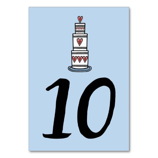 Hochzeitskuchen-Illustration Hochzeitshochzeit-Tis Tischnummer (Vorderseite)