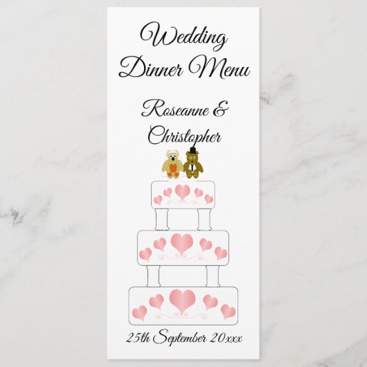 Hochzeitskuchen Menükarte (Vorderseite)