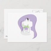 Hochzeitskuchen mit Lavendel Hintergrund und grüne Postkarte (Vorne/Hinten)
