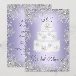 Hochzeitskuchen mit Monogramm Lila Brautparty Einladung