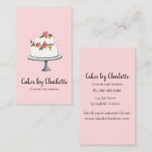 Hochzeitskuchen mit rosa Hintergrundekarte Visitenkarte (Vorne/Hinten)