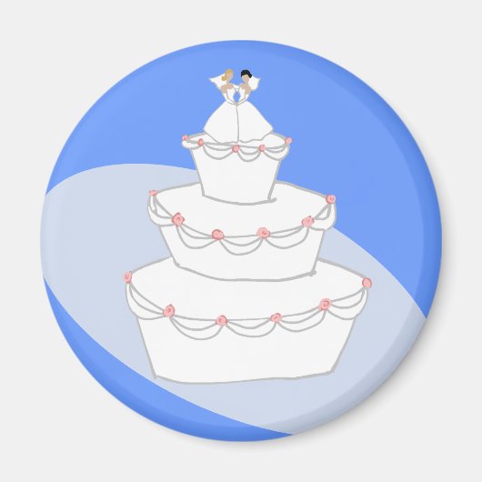 Hochzeitskuchen mit zwei Brides Magnet (Vorne)