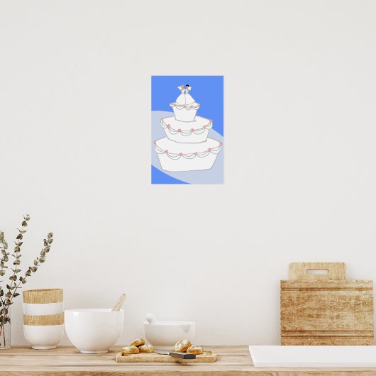 Hochzeitskuchen mit zwei Brides Poster (Küche)