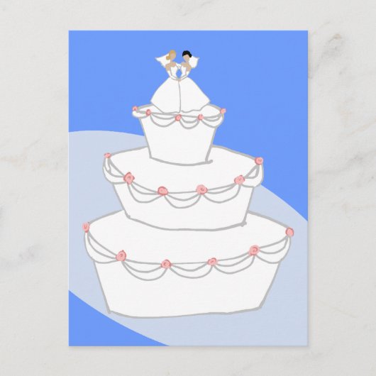 Hochzeitskuchen mit zwei Brides Postkarte (Vorderseite)