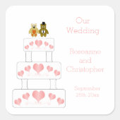 Hochzeitskuchen Quadratischer Aufkleber (Vorderseite)