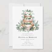 Hochzeitskuchen Romantischer Script QR Code Hochze Einladung (Vorderseite)