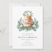 Hochzeitskuchen Romantischer Script QR Code Hochze Einladung (Vorderseite)