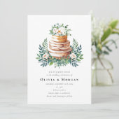 Hochzeitskuchen Romantischer Script QR Code Hochze Einladung (Stehend Vorderseite)