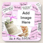 Hochzeitskuchen, rosa Schleife Untersetzer (Vorderseite)