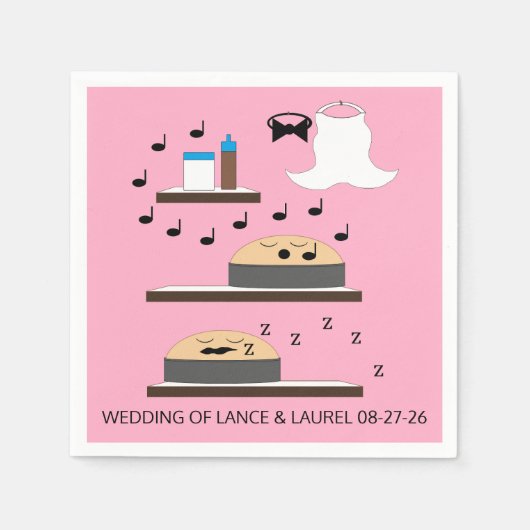 Hochzeitskuchen: Serviette (Vorderseite)