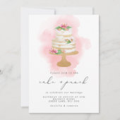 Hochzeitskuchen und Empfang Wasserfarbe Einladung (Vorderseite)