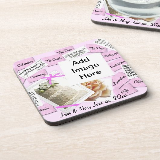 Hochzeitskuchen-Untersetzer Getränkeuntersetzer (Linke Seite)