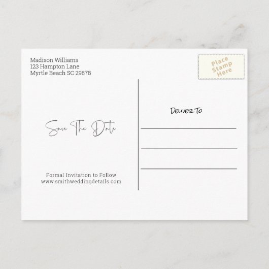 Hochzeitskuh Save the Date Postkarte (Rückseite)