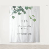 Hochzeitskulisse, Begrüßungsschild Eukalyptus Wandteppich (Vorderseite)