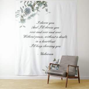 Hochzeitskulisse   Hochzeitsteppich   Blaues Flora Wandteppich