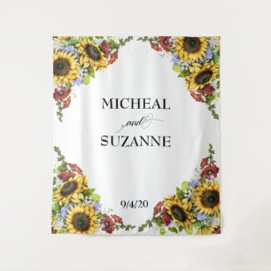 Hochzeitskulisse Sonnenblume Burgunderrote Blume Wandteppich