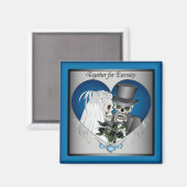 Hochzeitskulls - Blau Magnet (Vorderseite/Rückseite)