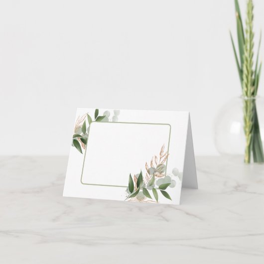Hochzeitskunde mit Olivgrün-Blattspray Dankeskarte (Vorderseite)