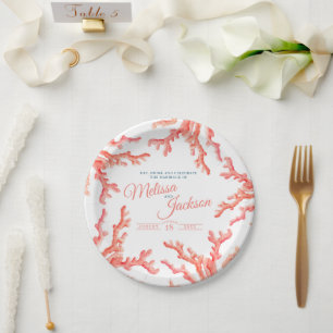 Hochzeitskunst der lebenden Korallen Pappteller