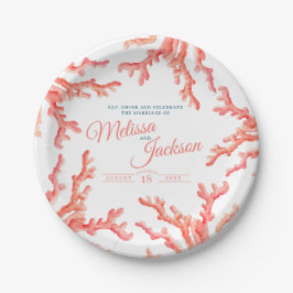 Hochzeitskunst der lebenden Korallen Pappteller