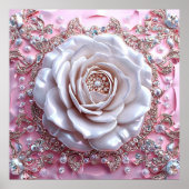 Hochzeitskunst der rosa 3D-Rose Poster (Vorne)