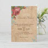 Hochzeitskunst für Vintages Papier Einladung (Stehend Vorderseite)