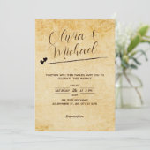 Hochzeitskunst für Vintages Papier Einladung (Stehend Vorderseite)