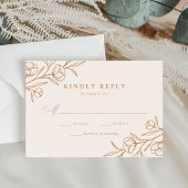 Hochzeitskunst mit Blütenmandeln und Kupfer RSVP Karte