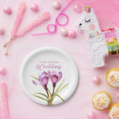 Hochzeitskunst mit lila Krokus, Papierplatte genan Pappteller (Party)